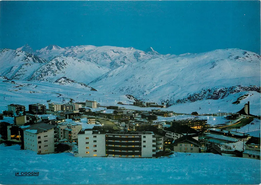 A Cegonha — Vista noturna nevada de Alpe d'Huez — Edições 'A Cegonha' - Frente