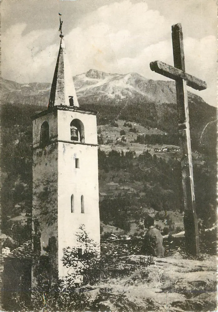Igreja e cruz de montanha — vista alpina — Éditions Gralv, Lyon - Frente