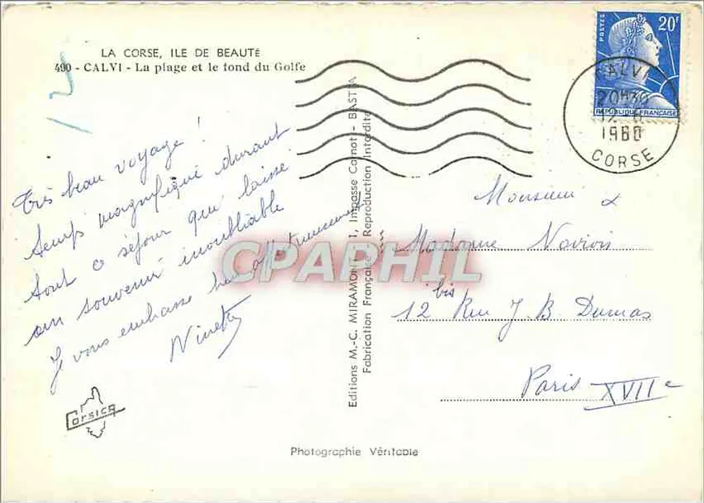 Calvi — Die Strand und der Grund des Golfs — Éditions M.-C. Miramon, Serie 490 - Rückseite