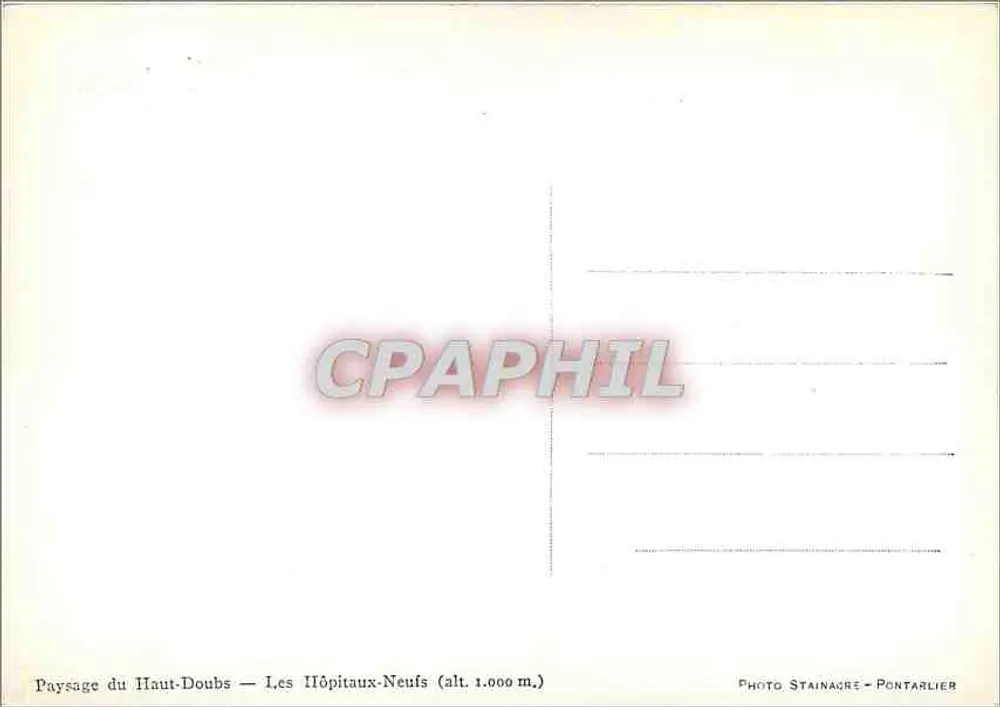 Landschaft des Haut-Doubs — Les Ilôpitaux-Neufs (Höhe 1.000 m.) — Photo Stainagre-Pontarlier - Rückseite