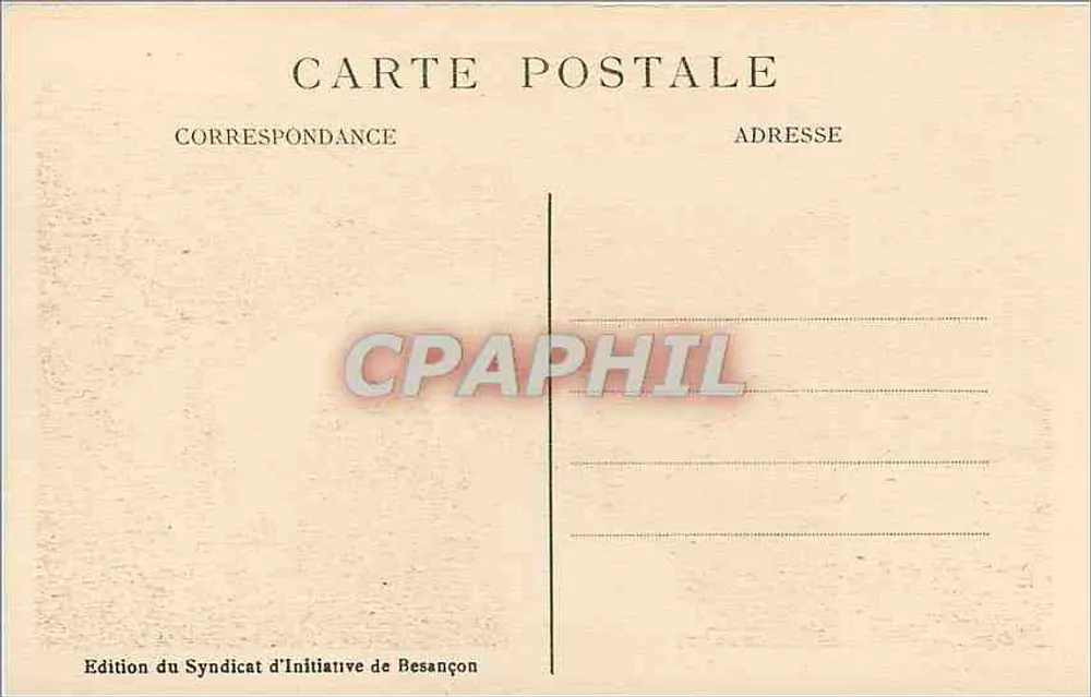Besançon-les-Bains — Vue aérienne de la Velotte et Vallée de Casamène — Édition du Syndicat d'Initiative de Besançon - Verso