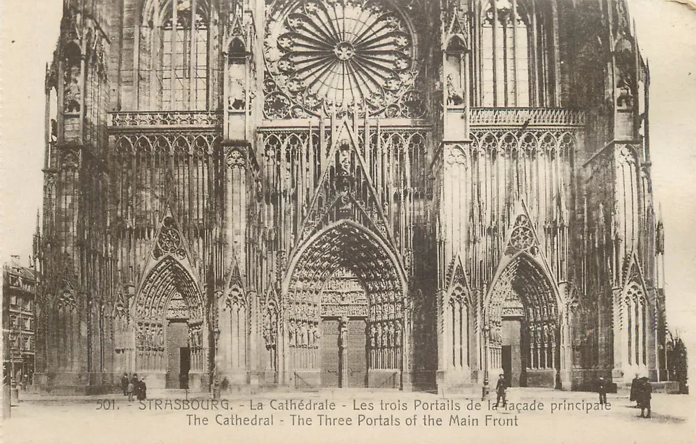 Strasbourg - Die Kathedrale - Die drei Portale der Hauptfassade - Verlag Ch. Bergeret, Strasbourg, n° 501 - Vorderseite