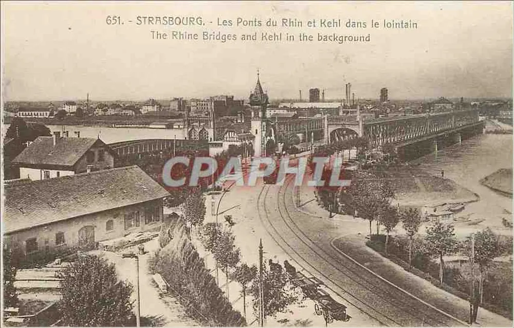 Strasbourg — Die Rheinbrücken und Kehl im Hintergrund — Oh. Bergeret, Strasbourg, n°651 - Vorderseite