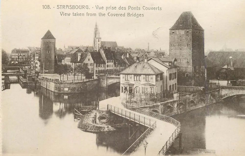 Strasbourg - Vue prise des Ponts Couverts — éditeur Oh Berberet, n° 108 - Recto