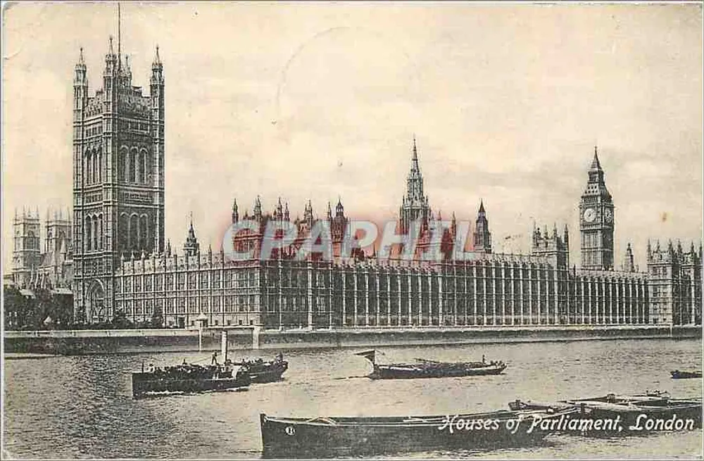 Häuser des Parlaments, London — Blick auf den Fluss mit Booten — Valentine's Series - Vorderseite