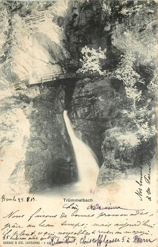 Trümmelbach — cascata e ponte — Corbaz & Cie, Lausanne - V 49 - Frente