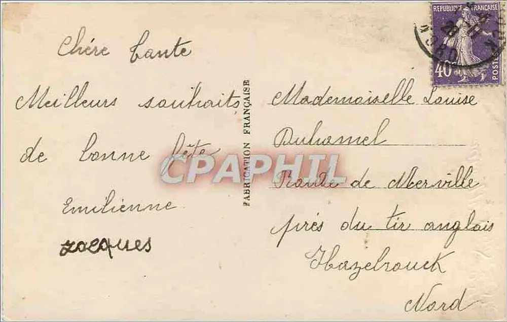Santa Catarina — jovem menina com vestido vermelho e lenço verde segurando uma rosa — DÉDÉ PARIS 746 - Verso