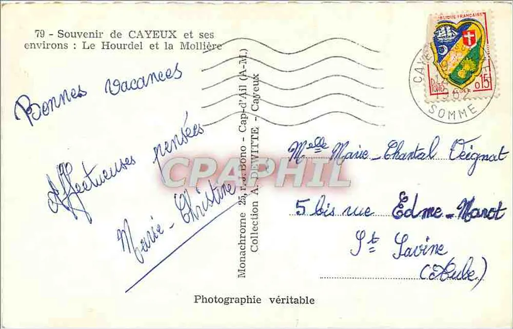 Cayeux-sur-Mer — Urlaub — Monochrome, A. Devitte, n°79 - Rückseite