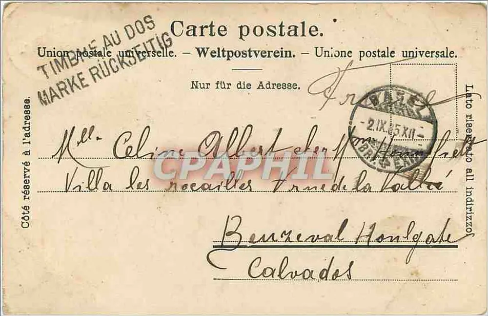 Linie der Rochers de Nayye und die Dent de Jaman — Ausgabe BURRY LITH SANT-IMÉ n°2676 - Rückseite