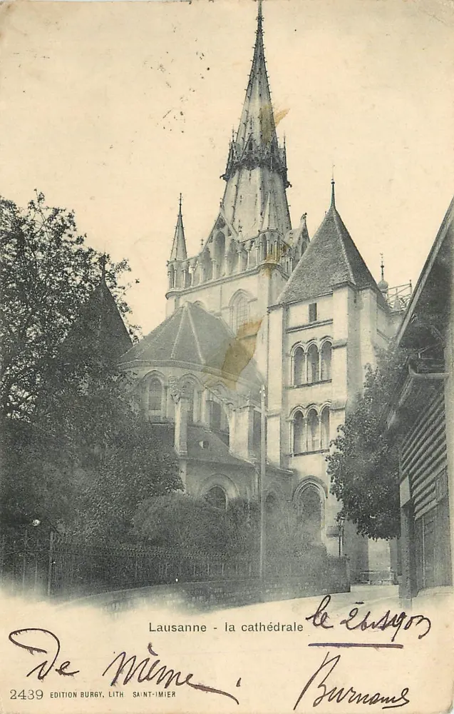 Lausana - a catedral — edição Burgy, litografia Saint-Imer, n° 2439 - Frente