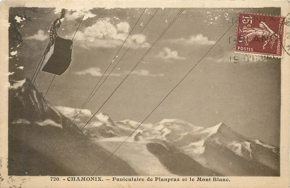 Chamonix — Funicolare di Planpraz e il Monte Bianco — L. Morand, fot. ed. (Alta Savoia) n°720 - Recto