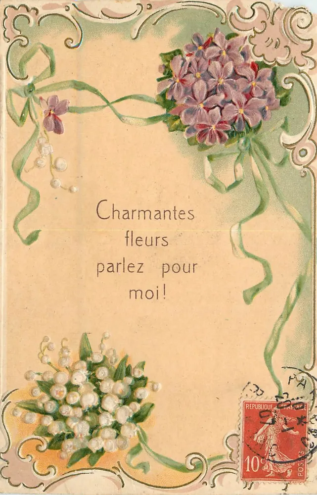 Flores — cartão postal decorativo — editor desconhecido - Frente