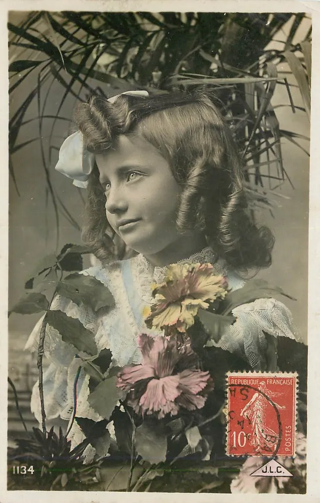 Menina com hibisco — editor J.L.C., n° 1134 - Frente