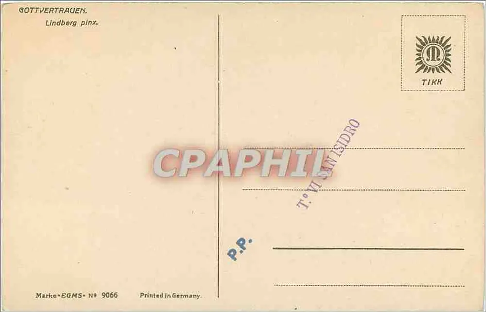 Gottvertrauen — Lindberg pinx. — Marca EGMS N° 9066 - Verso