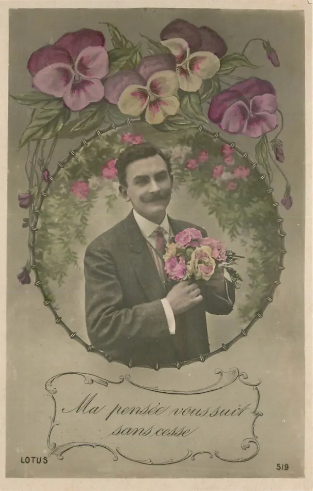 Homem com flor — cartão postal LOTUS n°519 - Frente