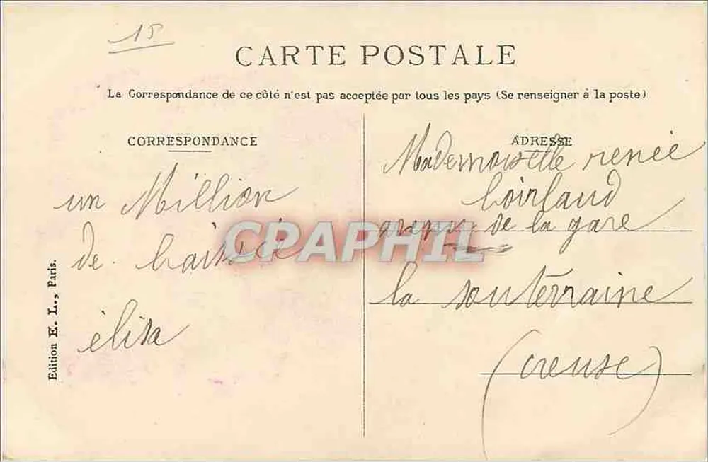 Peixe roxo — 5 centavos — Edição E. L., Paris - Verso