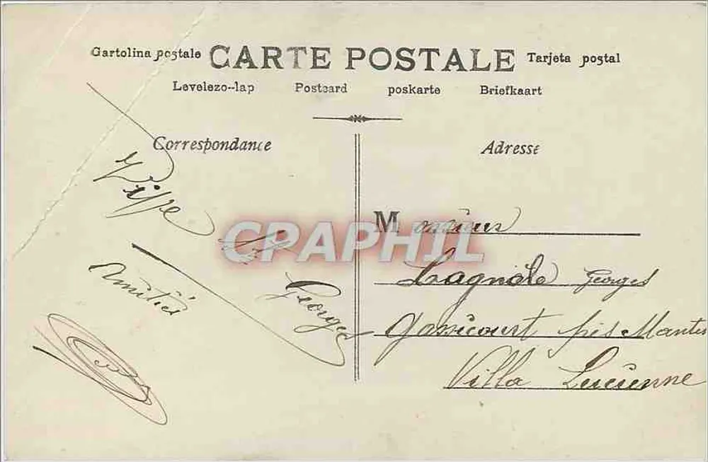 Menina com buquê de rosas — Bonne Fête — JC PARIS n°444 - Verso