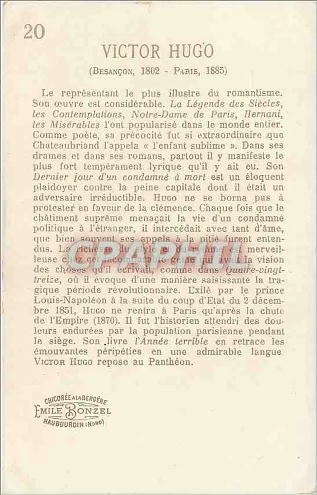 Victor Hugo — Ostatni dzień skazanego — B. Girven, Wyd. Édit Toulouse-Paris - Rewers
