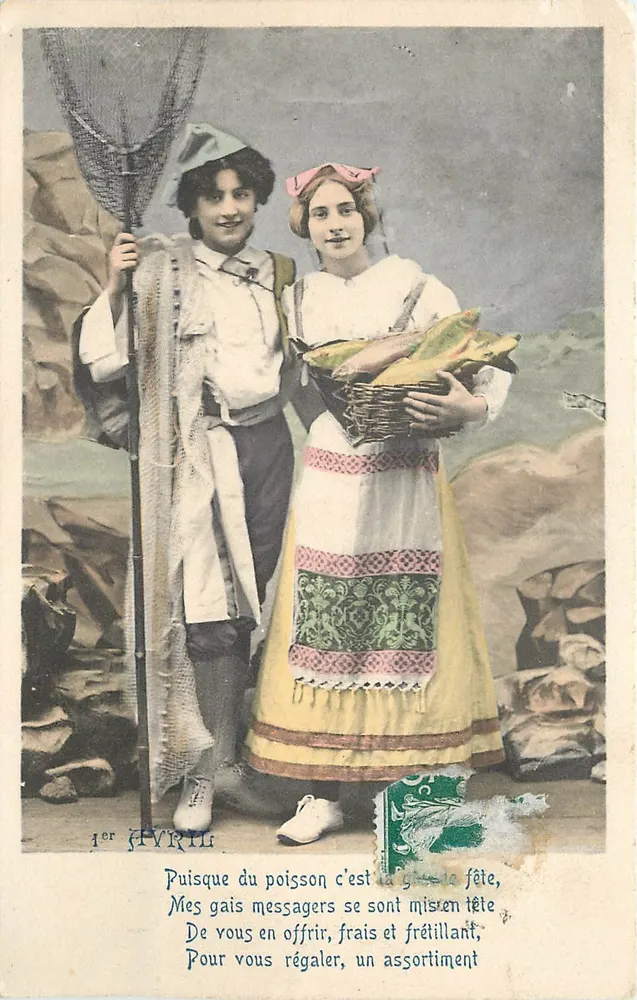 Dos jóvenes pescadores — escena de pesca — 1° HYRIL - Anverso