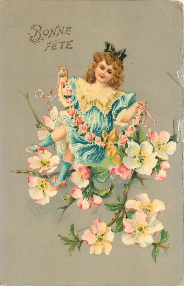Festival — Child among flowers — Postcard - Front