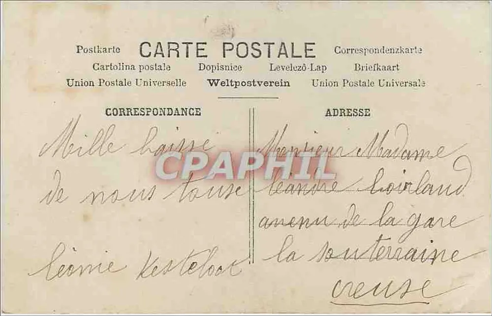 Mãe e filho em um campo florido — H.K.C. — n°3241 - Verso