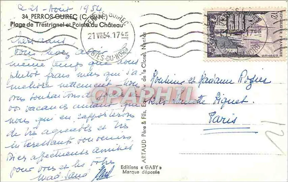 Plage de Tréstrignel et Pointe du Château — vue panoramique — Éditions Gaby - Verso