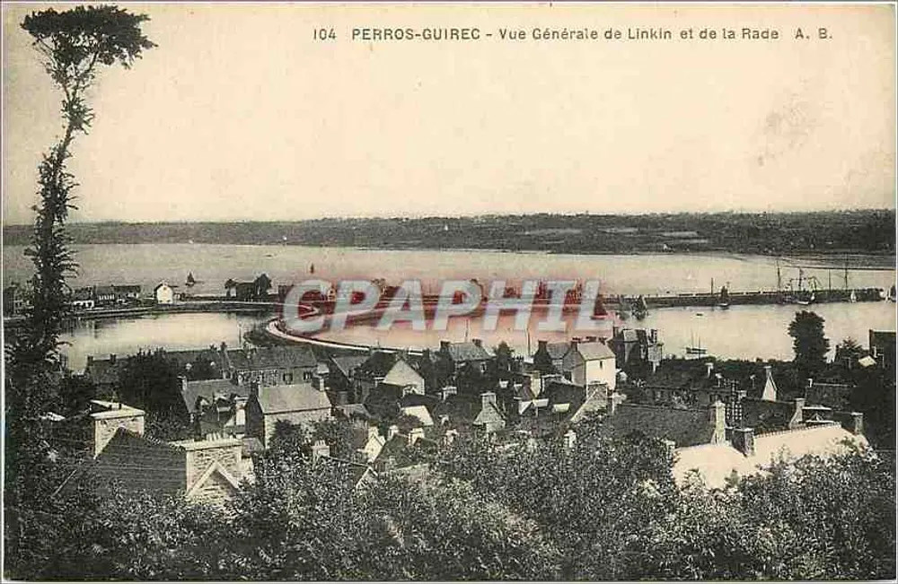 Perros-Guirec - Vue Générale de Linkin et de la Rade - A. B. n°104 - Recto