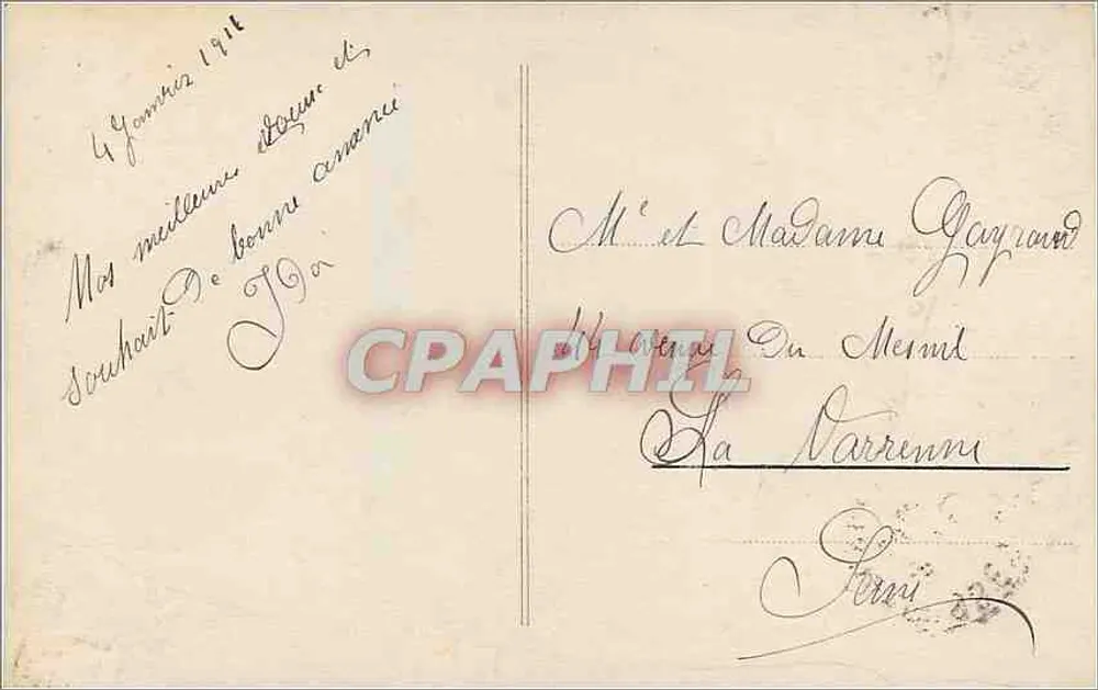 Criança em traje de inverno — Boas Festas — Lorraine Année, Paris, n°457 - Verso