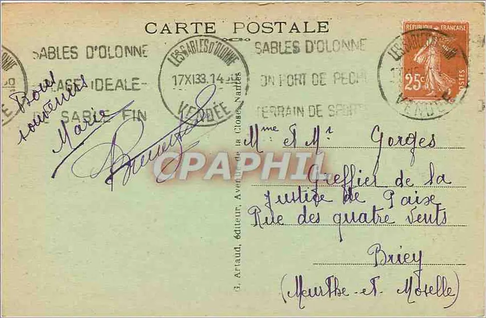 Les Sables-d'Olonne — La Tour d'Arundel vue sous un pont — éditeur G. Arnaud, n° 95 - Verso