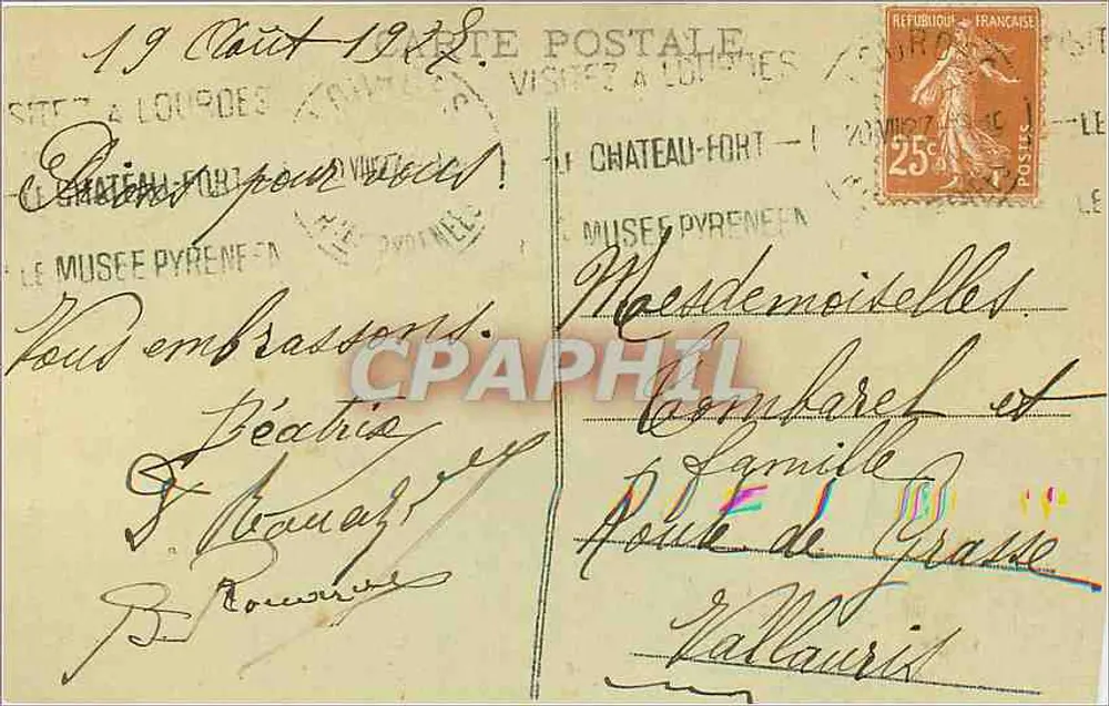 Aparición de la Virgen a Bernadette — Los Pirineos — Lourdes, n°52 - Reverso