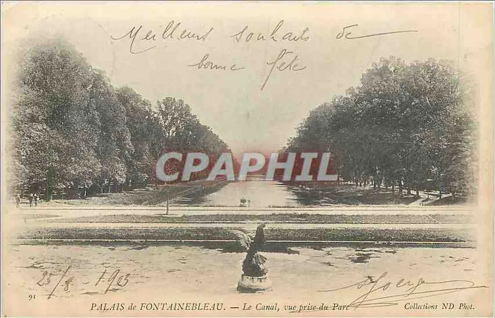 Schloss Fontainebleau — Der Kanal, Ansicht vom Park — Collections ND Phot. n°91 - Vorderseite