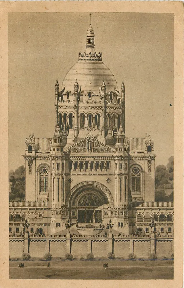 A Basílica de Lisieux — O Projeto — Fachada e Domos — Decorado - Reproduções - Dranger-Fort - Frente
