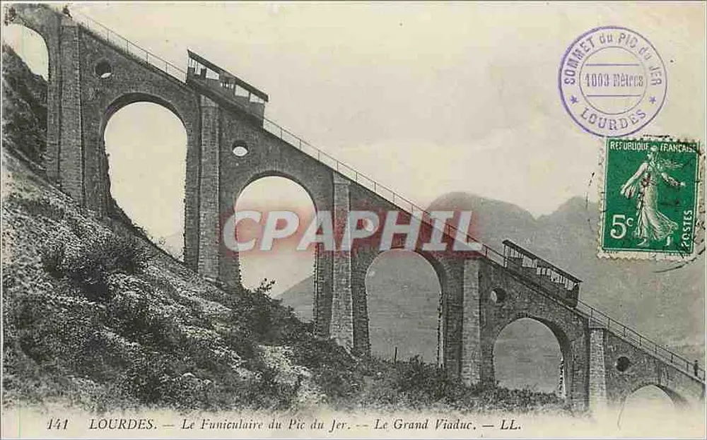 Lourdes — Der Seilbahnweg des Pic du Jer — Der Große Viadukt — LL. — N° 1441 - Vorderseite