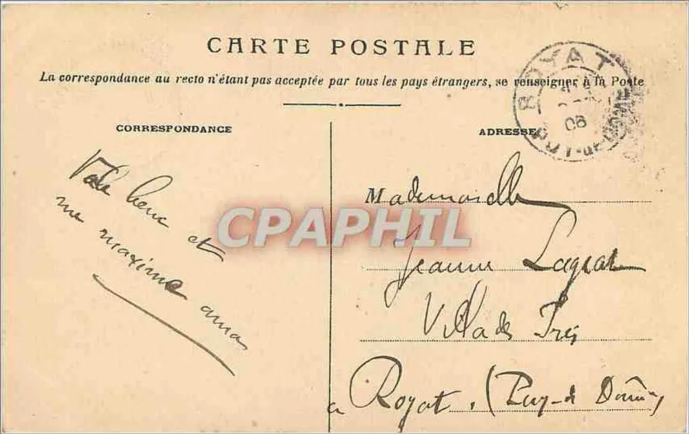 LYON — Fontaine Bartholdi — editor S.F. n° 5126 - Verso