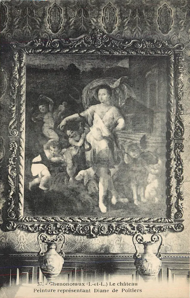 Chenonceaux (Loire-et-Loire) - Das Schloss - Malerei, die Diane de Poitiers darstellt - Vorderseite