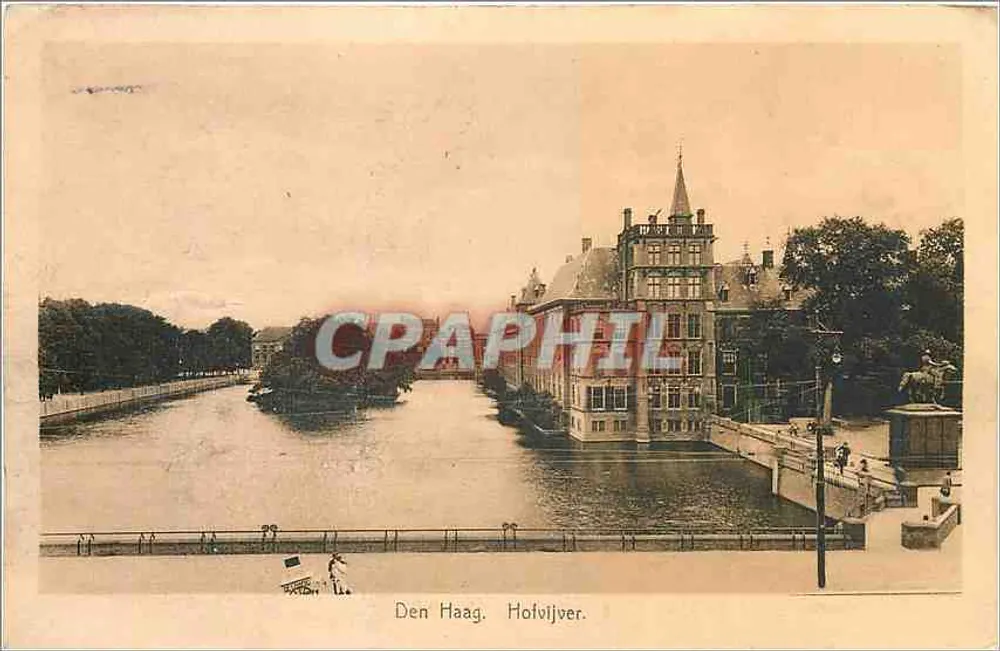 Den Haag. Hofvijver. — Widok kanału i budynku — Weenen & Snel, Hg. 9 - Awers