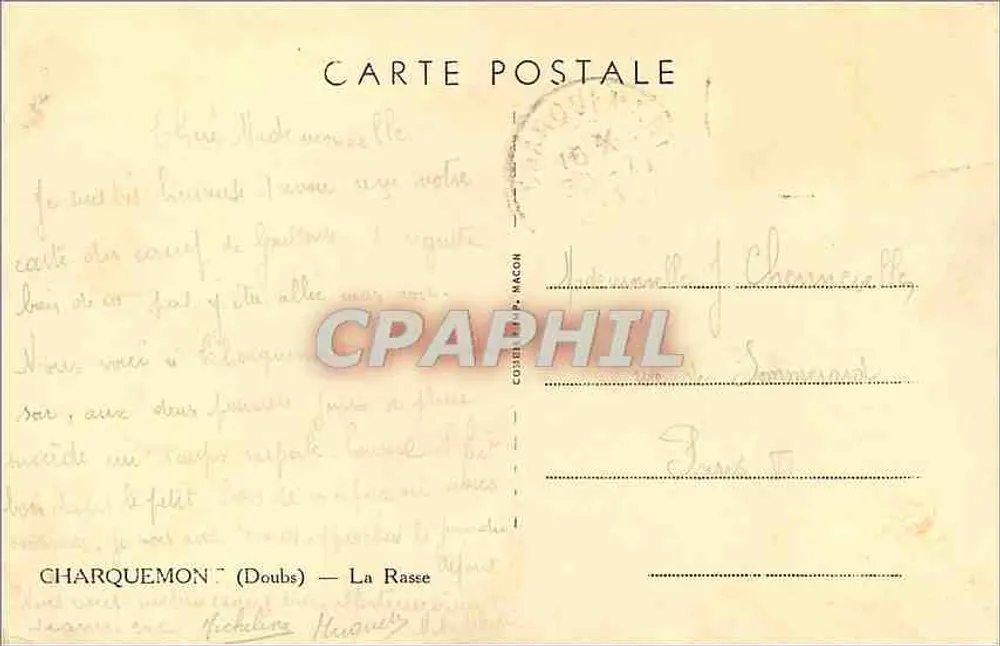 La Rasse — Charquemon (Doubs) — editor desconhecido, número de série não visível - Verso