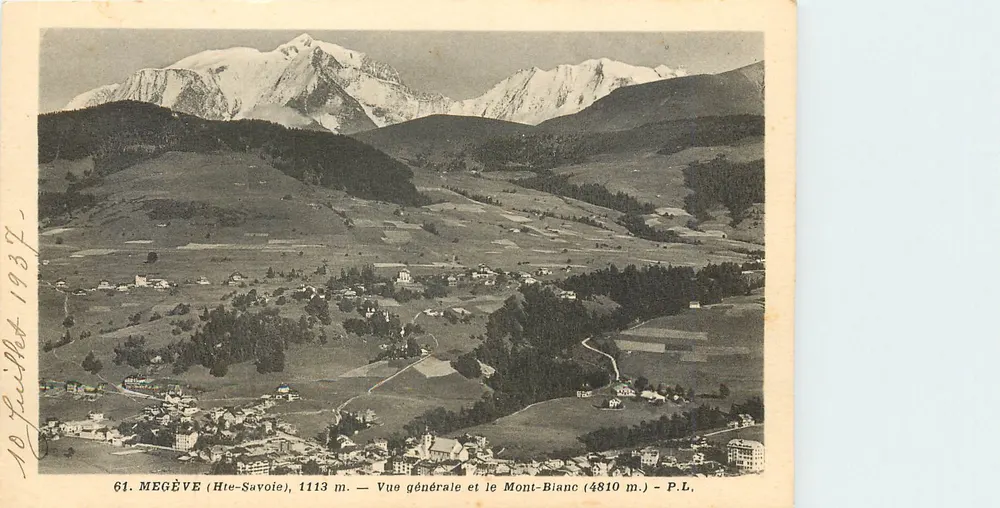 Mégève (Haute-Savoie) — Allgemeiner Blick und Mont-Blanc (4810 m) — P.L. n°61 - Vorderseite