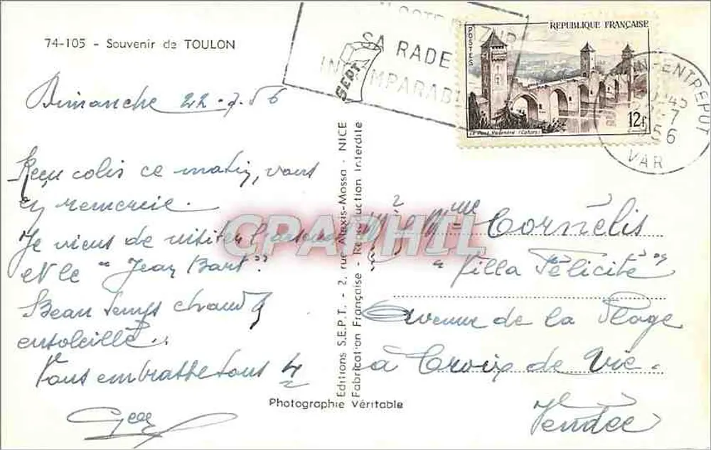 Toulon — Lembrete de Toulon — Edições S.E.P.T. - 74-105 - Verso