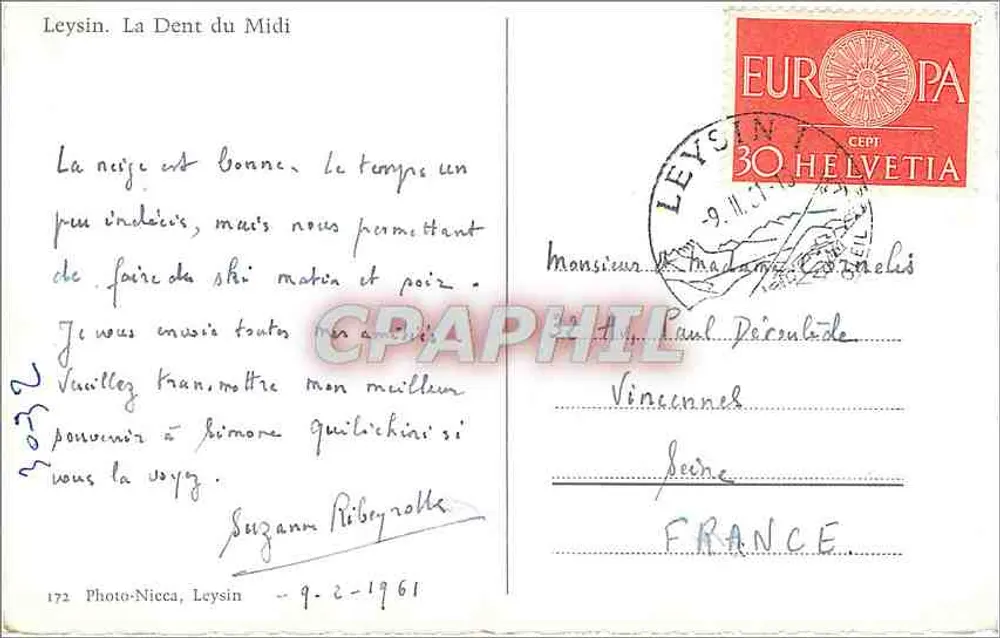 Leysin. A Dente do Meio — Photo-Nicca, n°172 - Verso