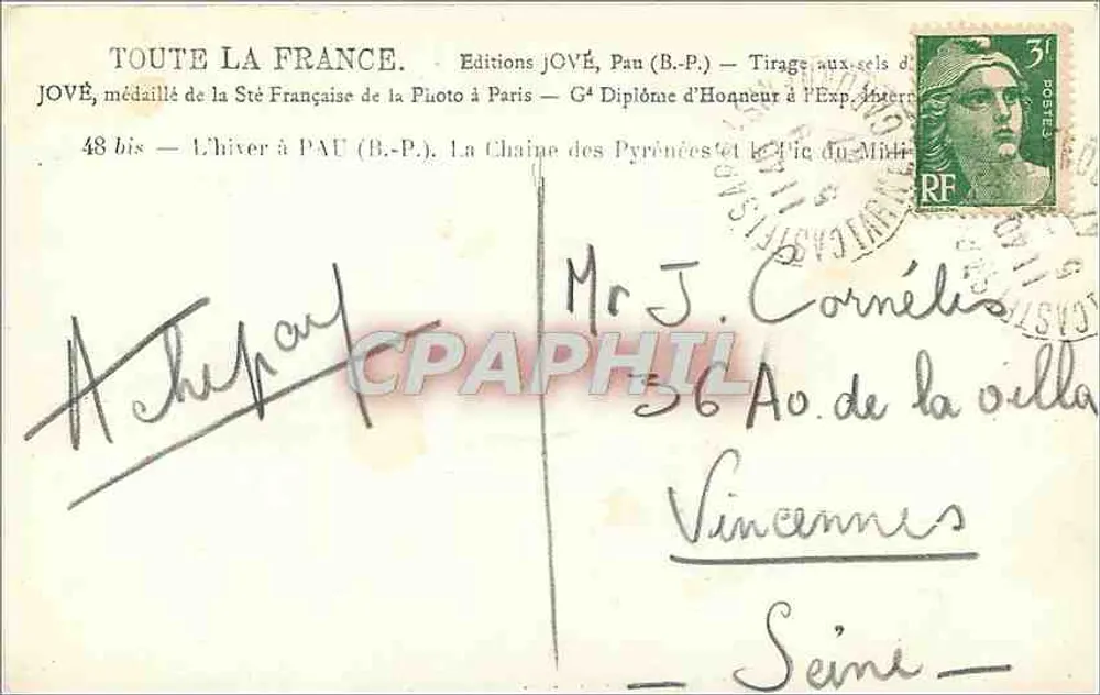 Die Pyrenäen-Kette und der Pic du Midi — Editions JOVÉ, Pan (B.-P.) - Rückseite