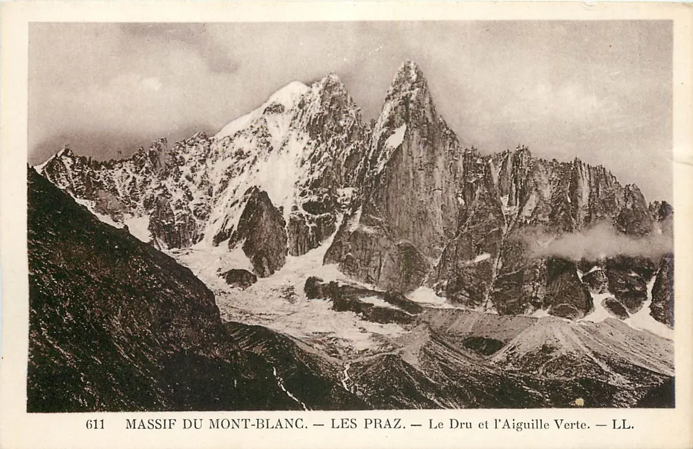 Mont-Blanc-Massiv — Les Praz — Der Dru und die Aiguille Verte — LL. — Nr. 611 - Vorderseite