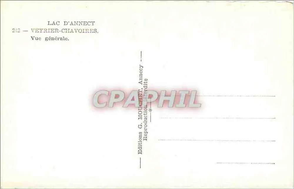 Lago d'Annecy — Veyrier-Chavoiries — Edizioni G. Mouche, Annecy, n°242 - Verso