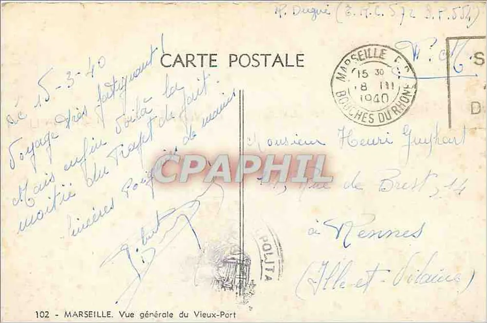 Marseille — Vue générale du Vieux-Port — Éditeur : 102 - Verso