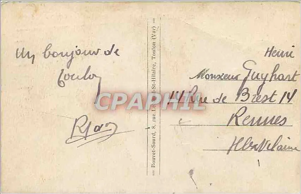 Toulon - La Place de la Liberté — éditeur Fustes, n° 64 - Verso