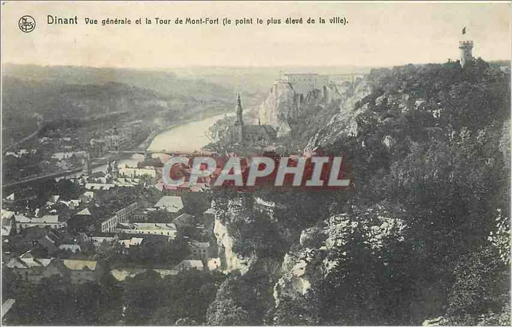 Dinant — Allgemeiner Blick und die Mont-Fort-Turm (der höchste Punkt der Stadt) — N. S. Bruxelles - Vorderseite