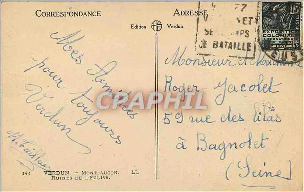 Ruínas da igreja — Verdun — Montfaucou - Verso