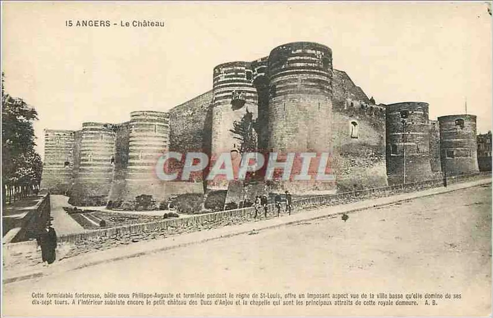 Angers - O Castelo — vista do castelo de Anjou com suas dezessete torres — Phototype A. B. Angers - Frente