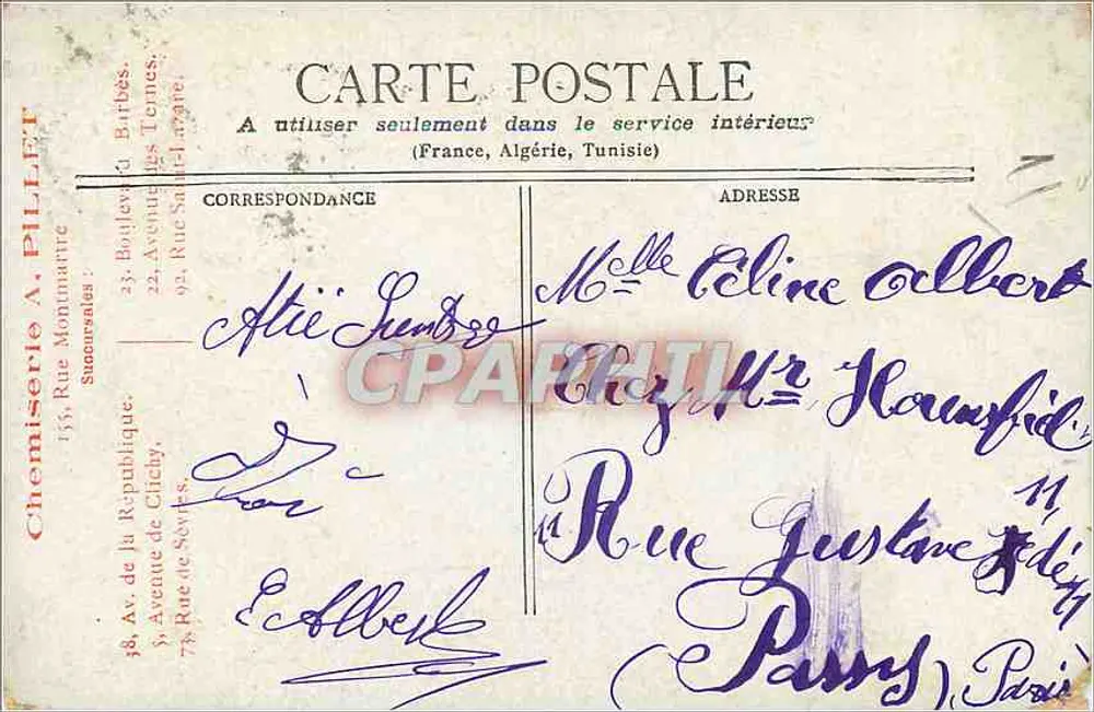 The Château d'Azay-le-Rideau — publisher Chemiserie A. Pilliet - Back
