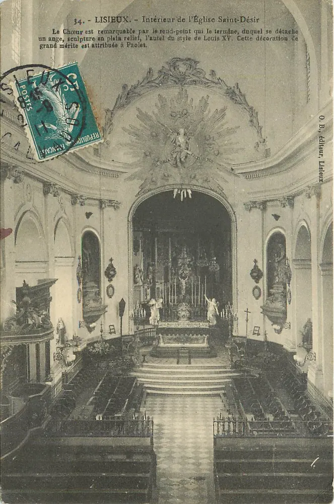 Lisieux — Intérieur de l'Église Saint-Désir — O.B. éditeur Lisieux - Recto